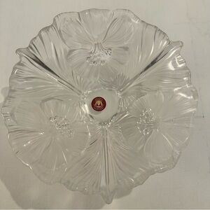 Walther Glas Made in Germany Frosted Glass Floral Design Etched Candy/Fruit Bowl
